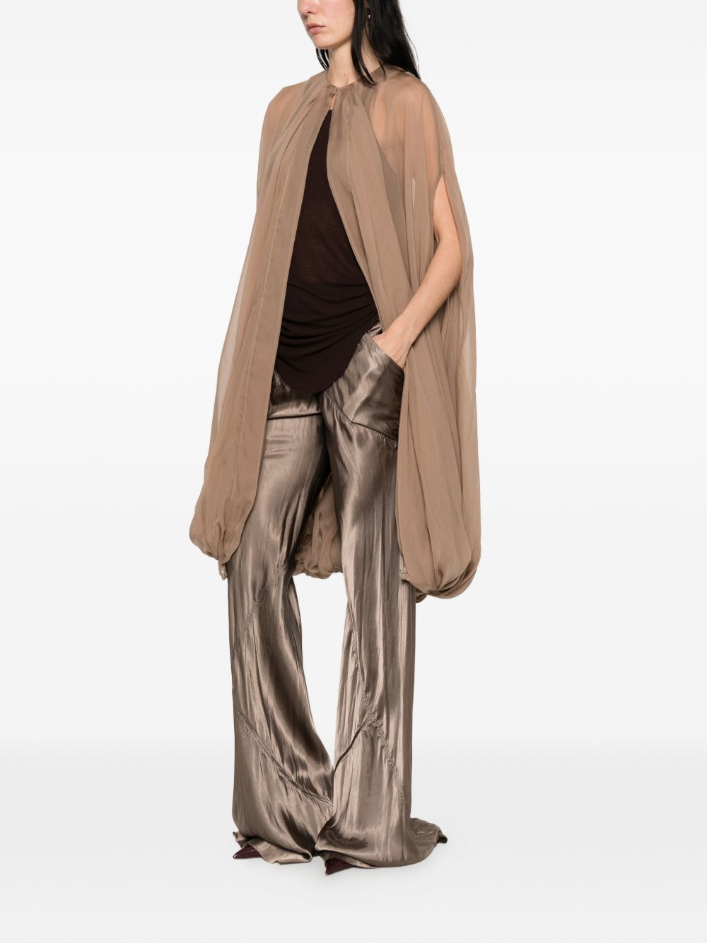 Mantella luxor in seta in beige Rick Owens - donna 