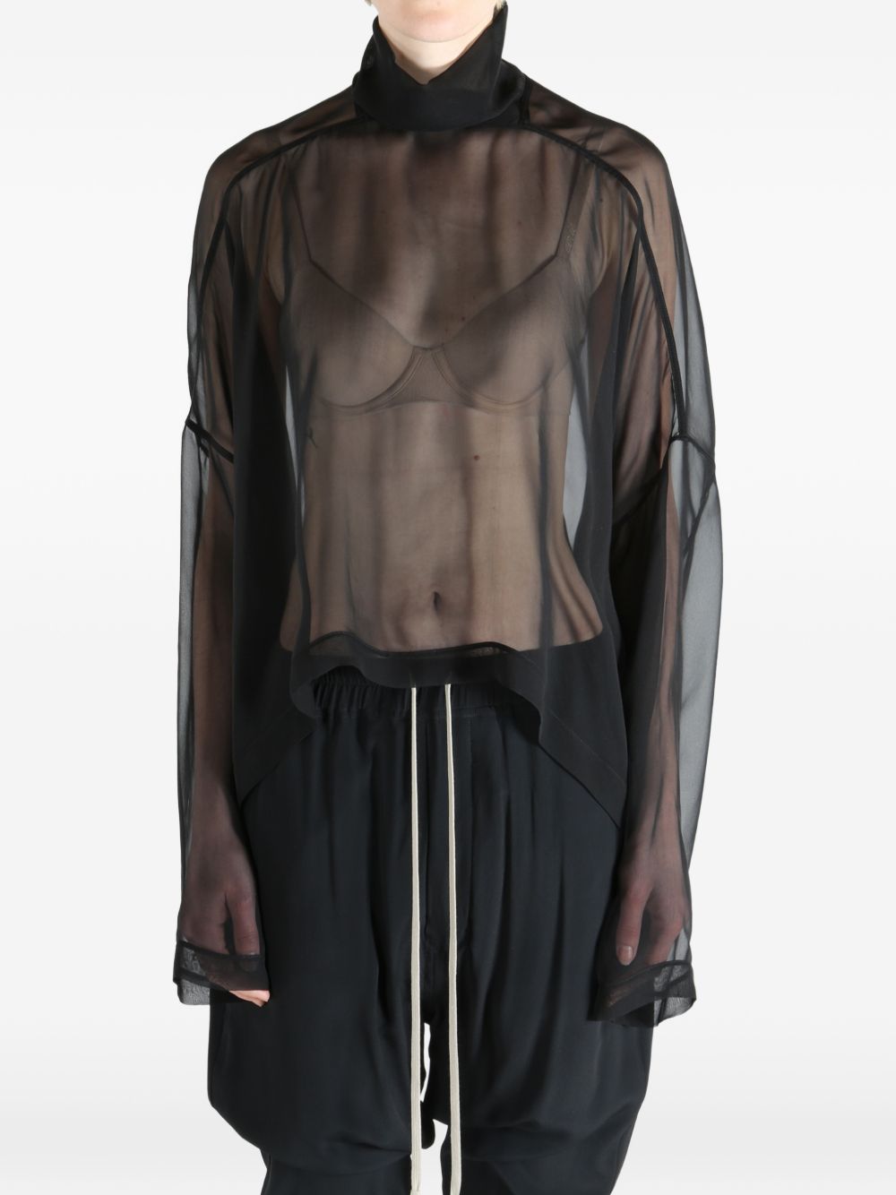 Blusa trasparente Jumbo Tabard in nero Rick owens - donna 