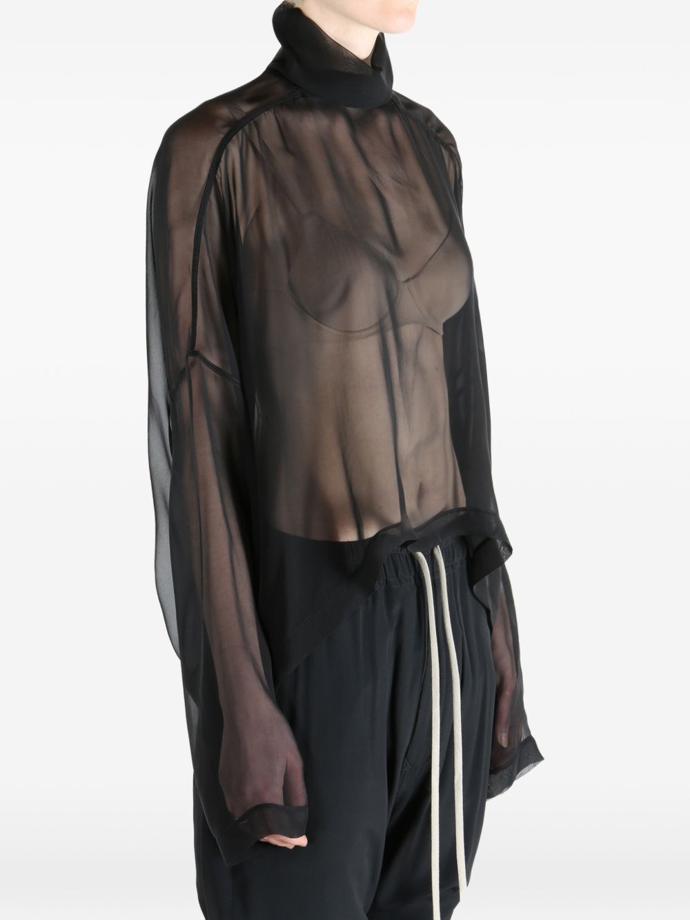 Blusa trasparente Jumbo Tabard in nero Rick owens - donna 
