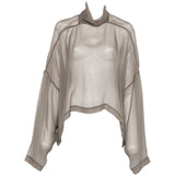 Blusa semi-trasparente con collo alto in grigio Rick owens - donna 