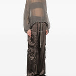 Blusa semi-trasparente con collo alto in grigio Rick owens - donna 