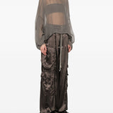 Blusa semi-trasparente con collo alto in grigio Rick owens - donna 