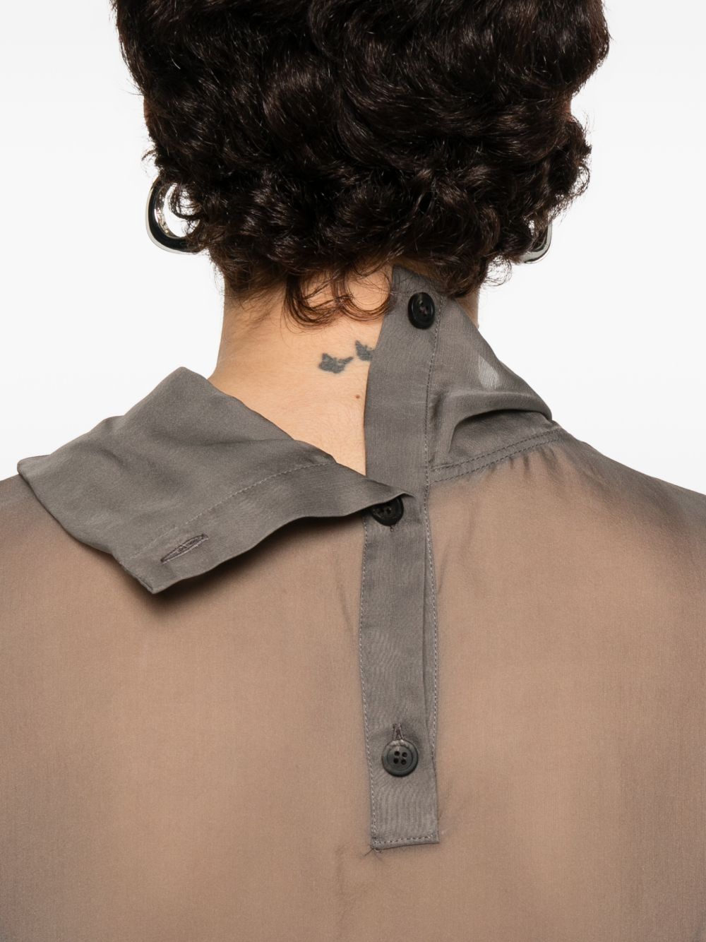 Blusa semi-trasparente con collo alto in grigio Rick owens - donna 