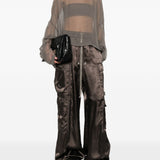 Blusa semi-trasparente con collo alto in grigio Rick owens - donna 