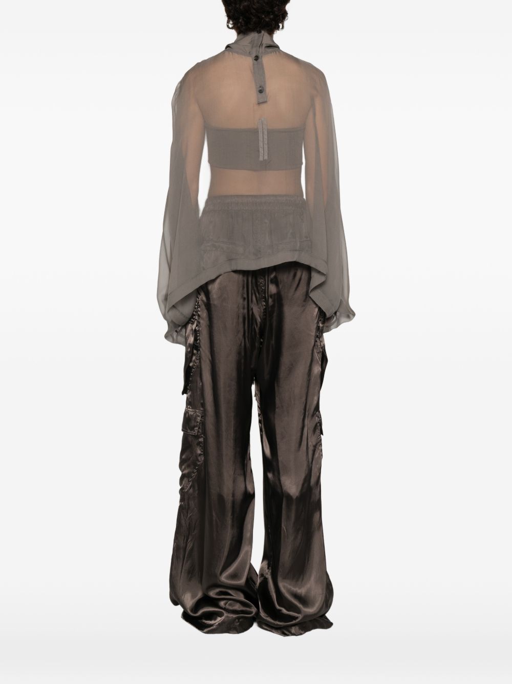 Blusa semi-trasparente con collo alto in grigio Rick owens - donna 