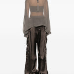 Blusa semi-trasparente con collo alto in grigio Rick owens - donna 