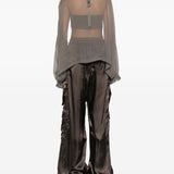 Blusa semi-trasparente con collo alto in grigio Rick owens - donna 