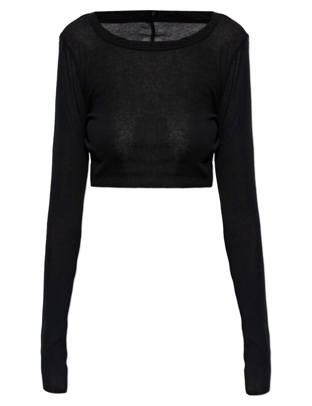 Top crop a maniche lunghe in nero Rick owens - donna 
