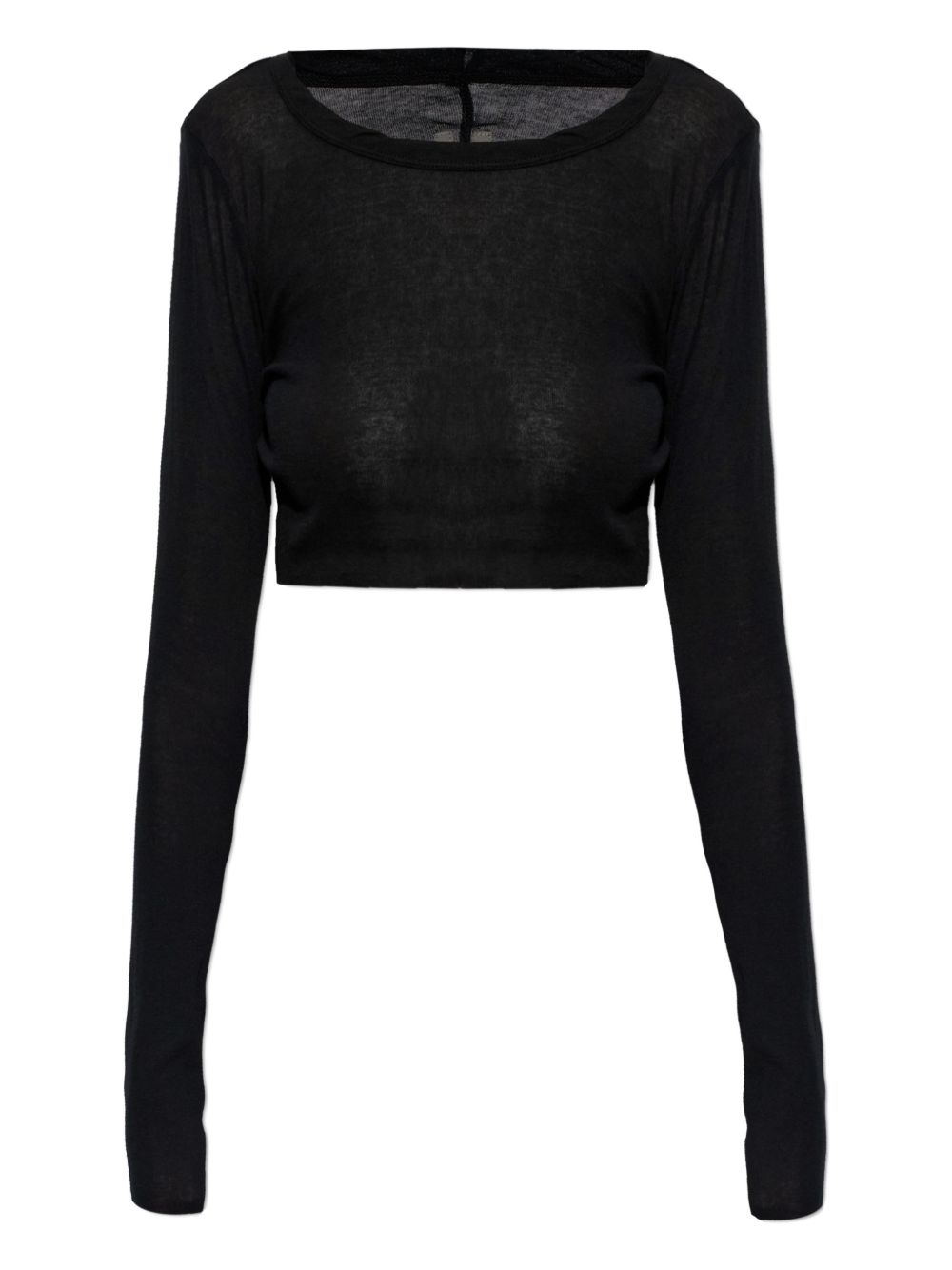 Top crop a maniche lunghe in nero Rick owens - donna 