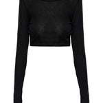 Top crop a maniche lunghe in nero Rick owens - donna 