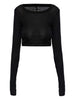 Rick Owens black long-sleeved crop top - women