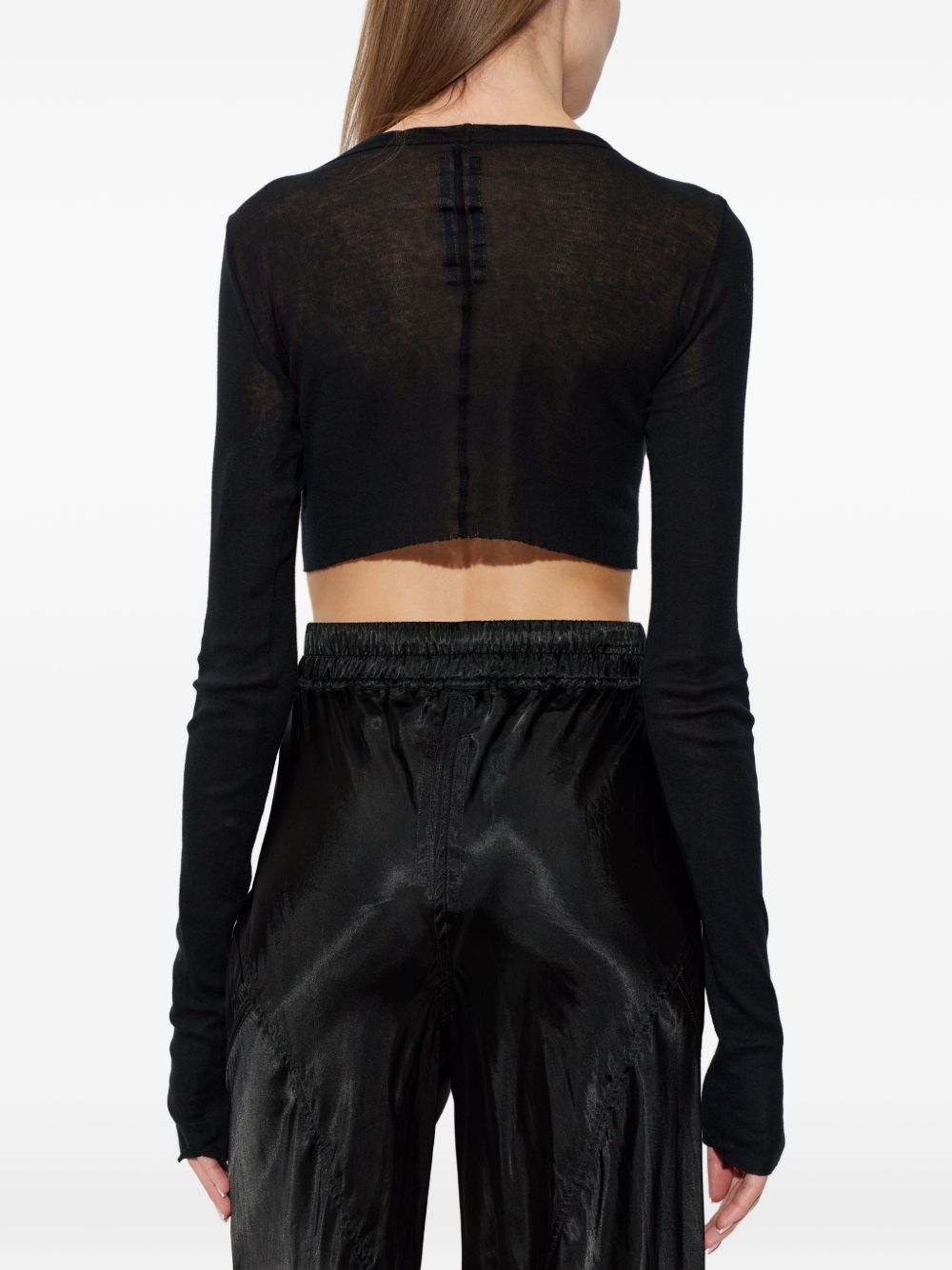 Top crop a maniche lunghe in nero Rick owens - donna 