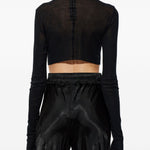 Top crop a maniche lunghe in nero Rick owens - donna 