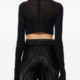 Top crop a maniche lunghe in nero Rick owens - donna 