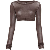 T-shirt corta a maniche lunghe in marrone Rick owens - donna 