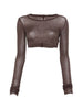 Rick Owens brown long-sleeved cropped T-shirt - women