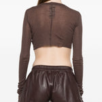 T-shirt corta a maniche lunghe in marrone Rick owens - donna 