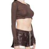 T-shirt corta a maniche lunghe in marrone Rick owens - donna 