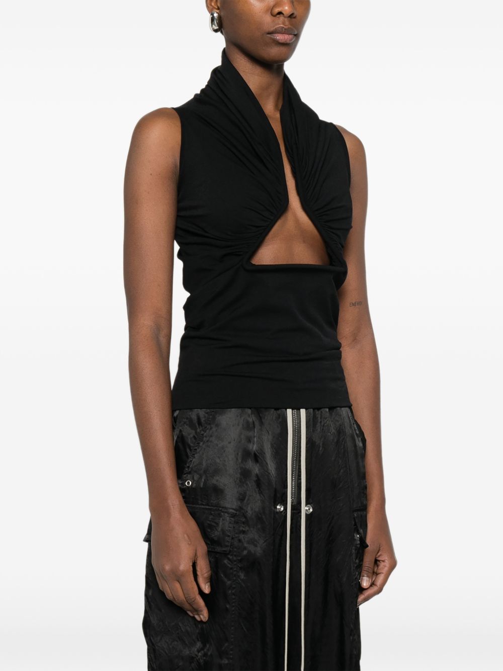 Top in jersey drappeggiato in nero Rick owens - donna 