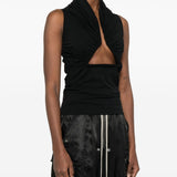 Top in jersey drappeggiato in nero Rick owens - donna 