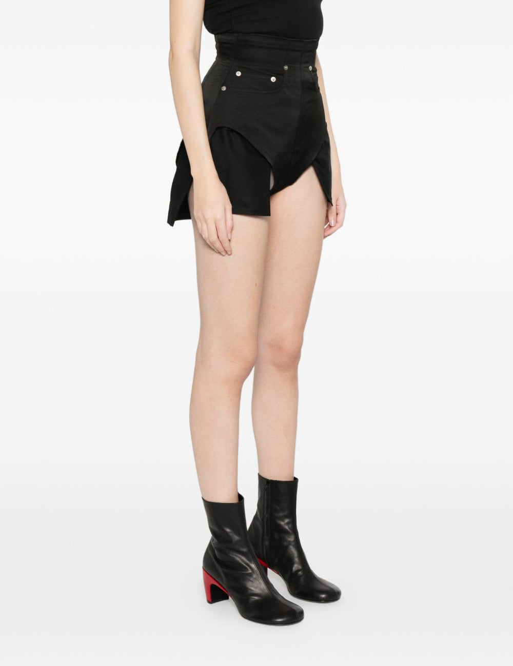 Pantaloncini con tasche e bottoni taglio dirt in nero Rick owens - donna 