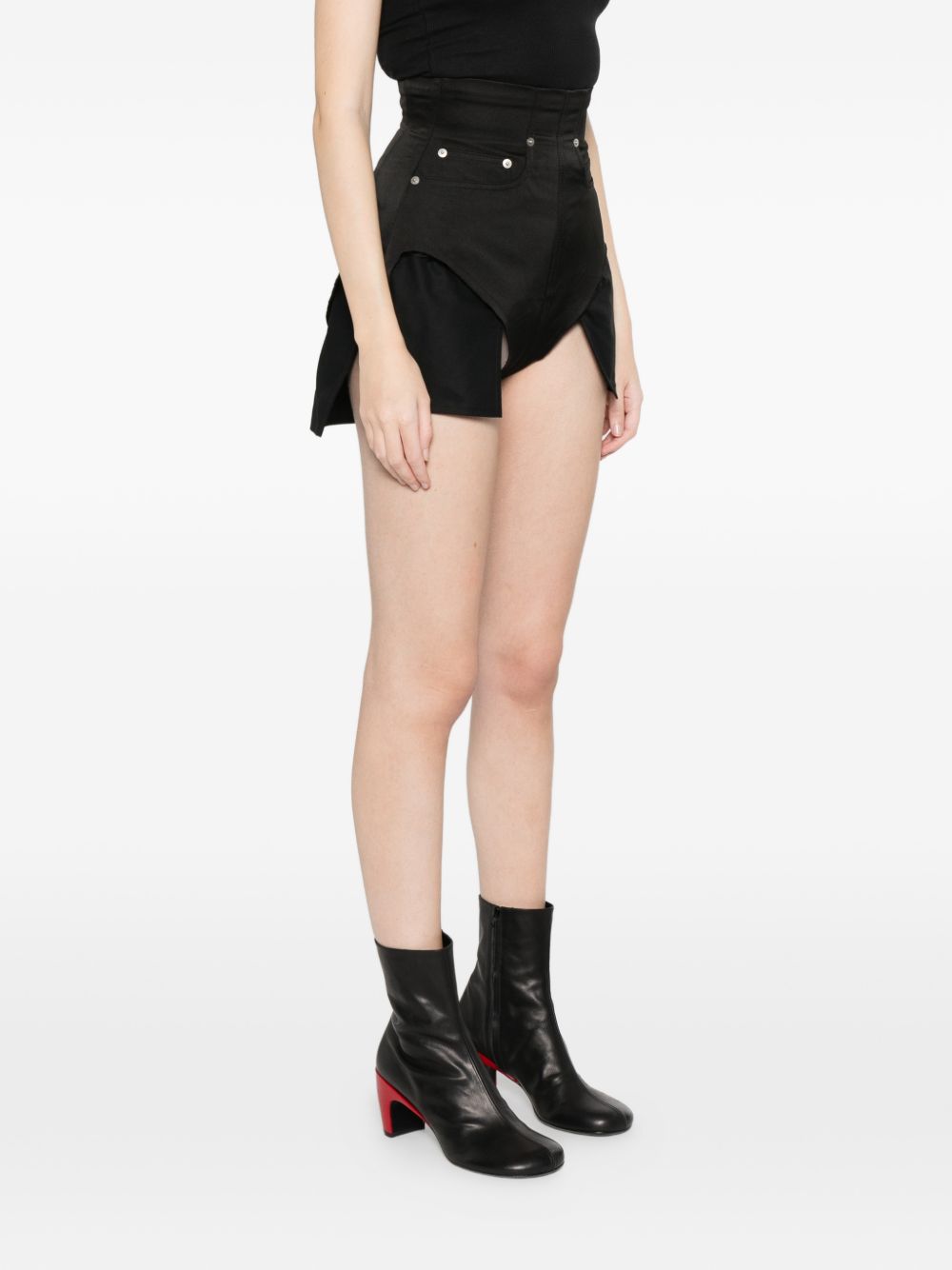 Pantaloncini con tasche e bottoni taglio dirt in nero Rick owens - donna 