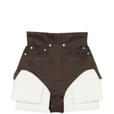 Pantaloncini con tasche e bottoni taglio dirt in marrone Rick owens - donna 