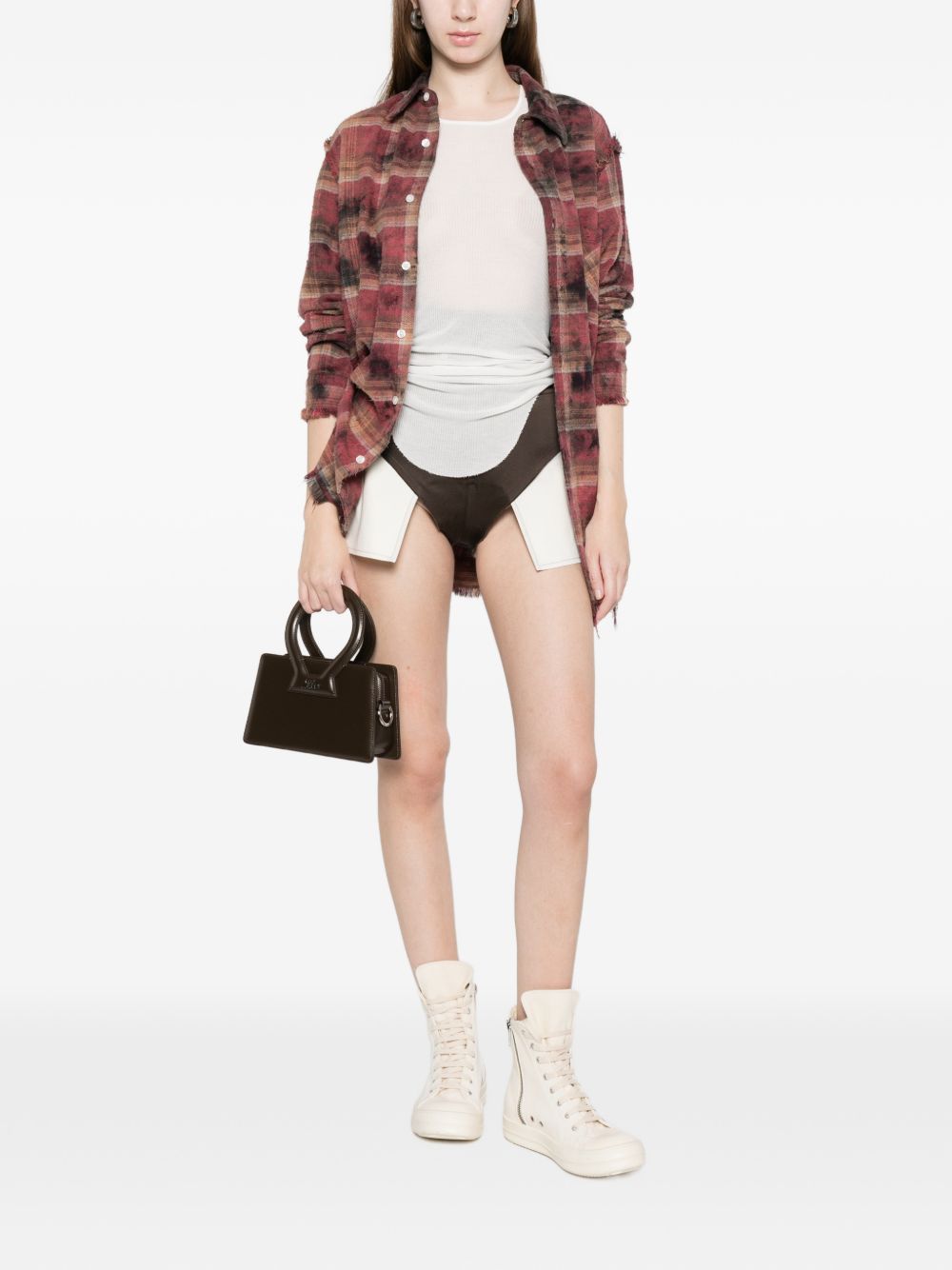 Pantaloncini con tasche e bottoni taglio dirt in marrone Rick owens - donna 