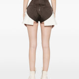 Pantaloncini con tasche e bottoni taglio dirt in marrone Rick owens - donna 