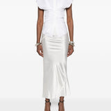 Gonna midi con finitura satinata in bianco Rick owens - donna 