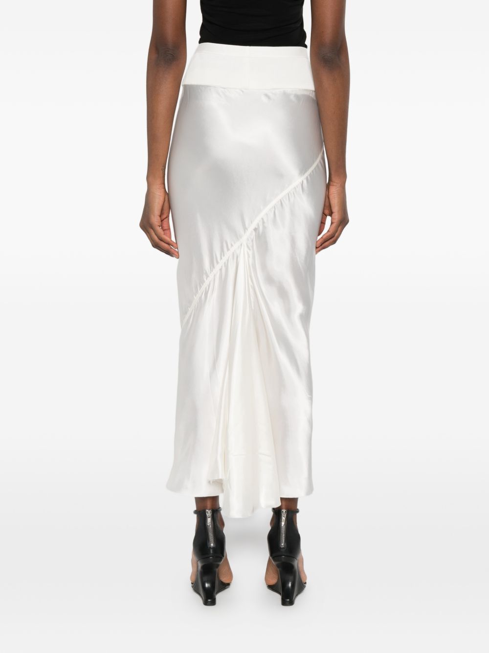 Gonna midi con finitura satinata in bianco Rick owens - donna 