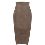 Gonna midi in pelle a vita alta in marrone Rick owens - donna 
