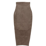 Gonna midi in pelle a vita alta in marrone Rick owens - donna 