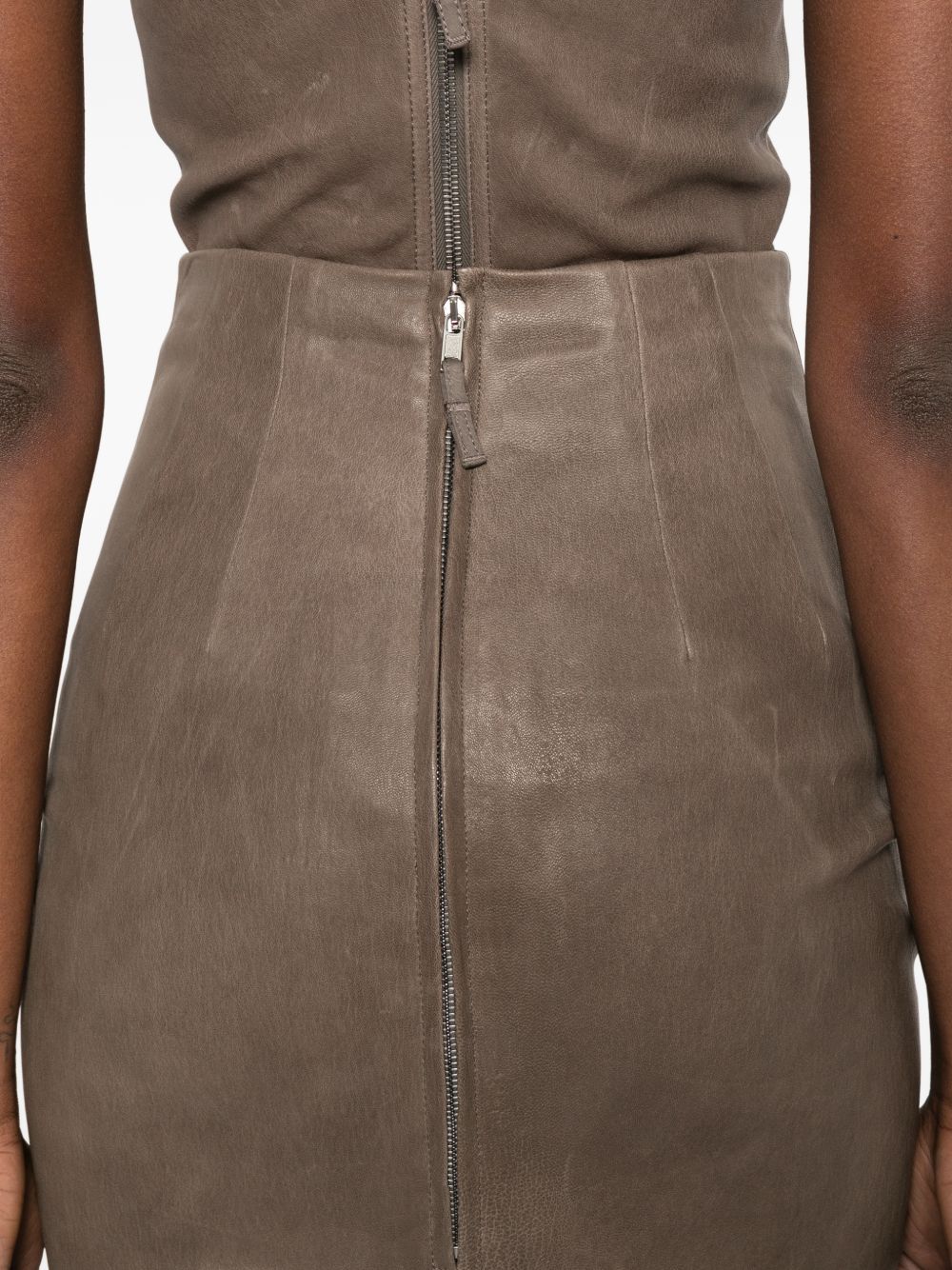 Gonna midi in pelle a vita alta in marrone Rick owens - donna 
