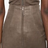 Gonna midi in pelle a vita alta in marrone Rick owens - donna 