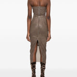 Gonna midi in pelle a vita alta in marrone Rick owens - donna 