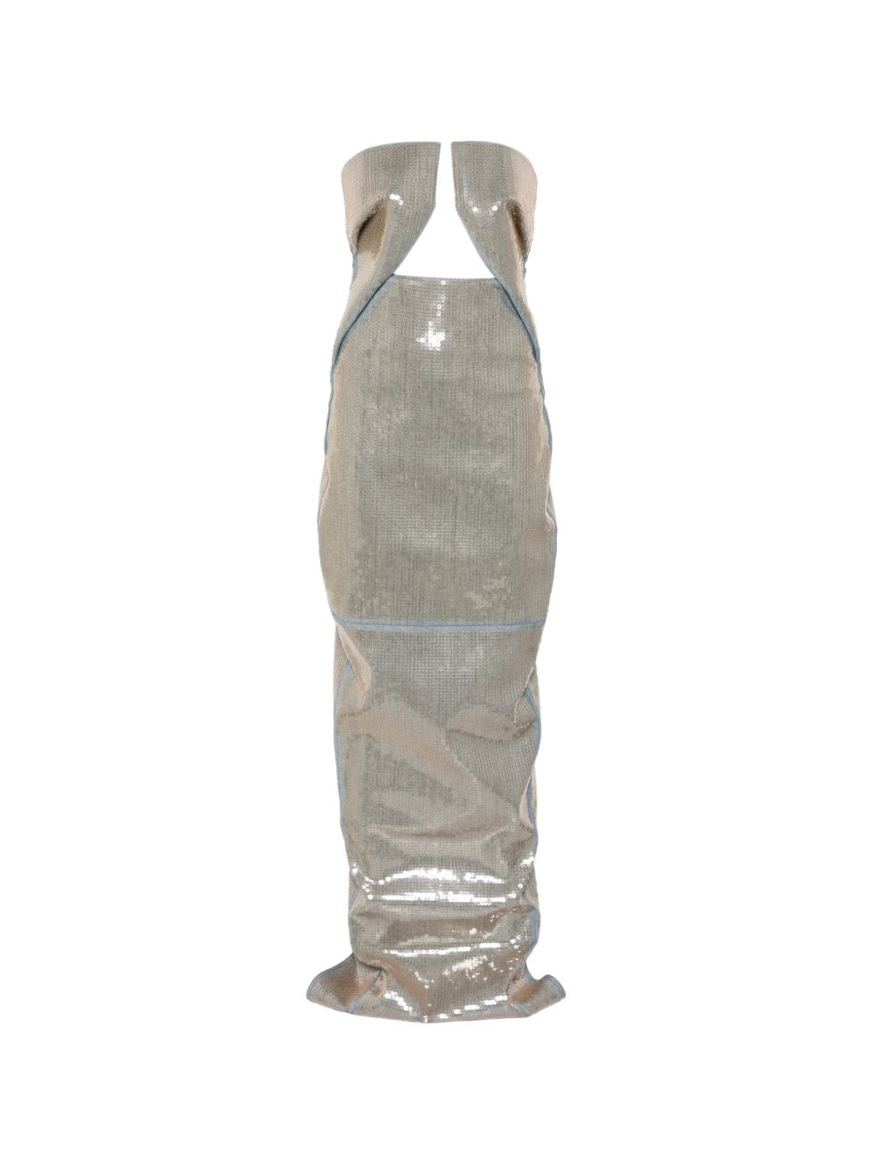 Abito lungo con paillettes in argento Rick Owens - donna 