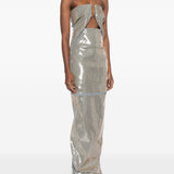 Abito lungo con paillettes in argento Rick Owens - donna 