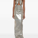Abito lungo con paillettes in argento Rick Owens - donna 