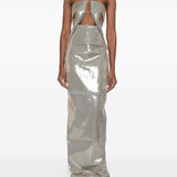 Abito lungo con paillettes in argento Rick Owens - donna 