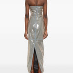 Abito lungo con paillettes in argento Rick Owens - donna 