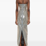 Abito lungo con paillettes in argento Rick Owens - donna 