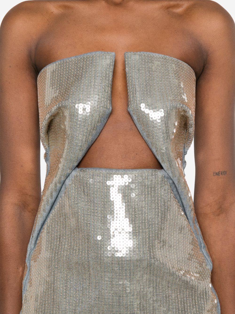 Abito lungo con paillettes in argento Rick Owens - donna 