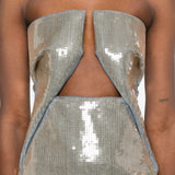 Abito lungo con paillettes in argento Rick Owens - donna 