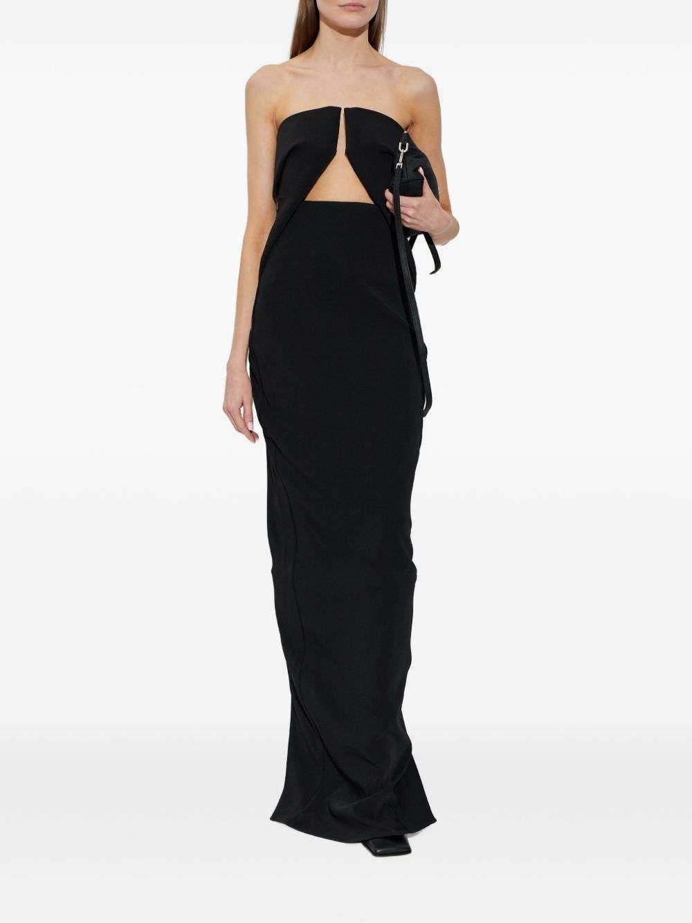 Abito lungo senza spalline con cut-out in nero Rick owens - donna 
