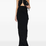 Abito lungo senza spalline con cut-out in nero Rick owens - donna 