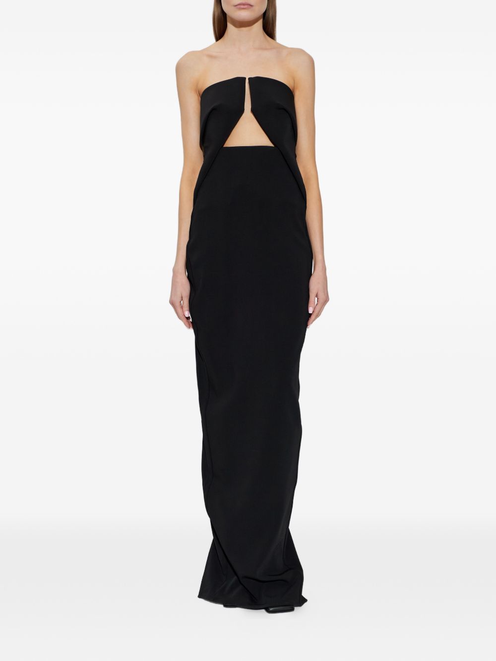 Abito lungo senza spalline con cut-out in nero Rick owens - donna 