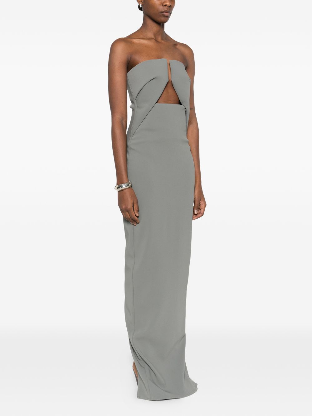 Abito maxi con cut-out in grigio Rick owens - donna 