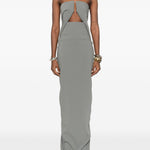 Abito maxi con cut-out in grigio Rick owens - donna 