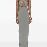 Abito maxi con cut-out in grigio Rick owens - donna 